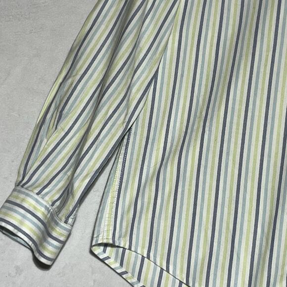 LL Bean Oxford Shirt Womens Large Pastel Striped Cotton Button Down Collar - Picture 4 of 12